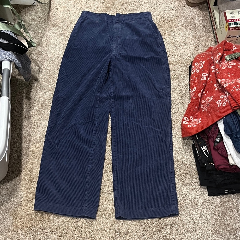 Uniqlo Dark Navy Blue 100% Cotton Corduroy Wide Leg Pants